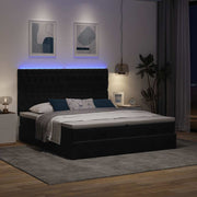 Ottomaans bed 160x200 cm fluweel zwart met opbergruimte