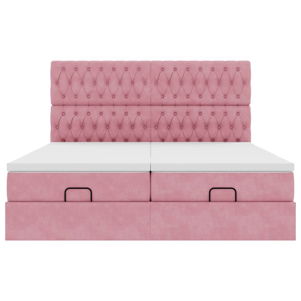Ottoman bed met matrassen en LED's 160x200cm fluweel roze