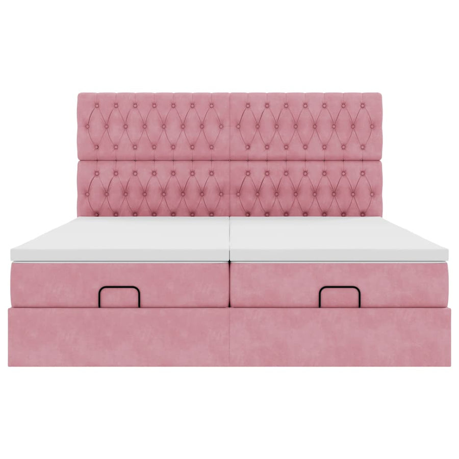 Ottoman bed met matrassen en LED's 160x200cm fluweel roze