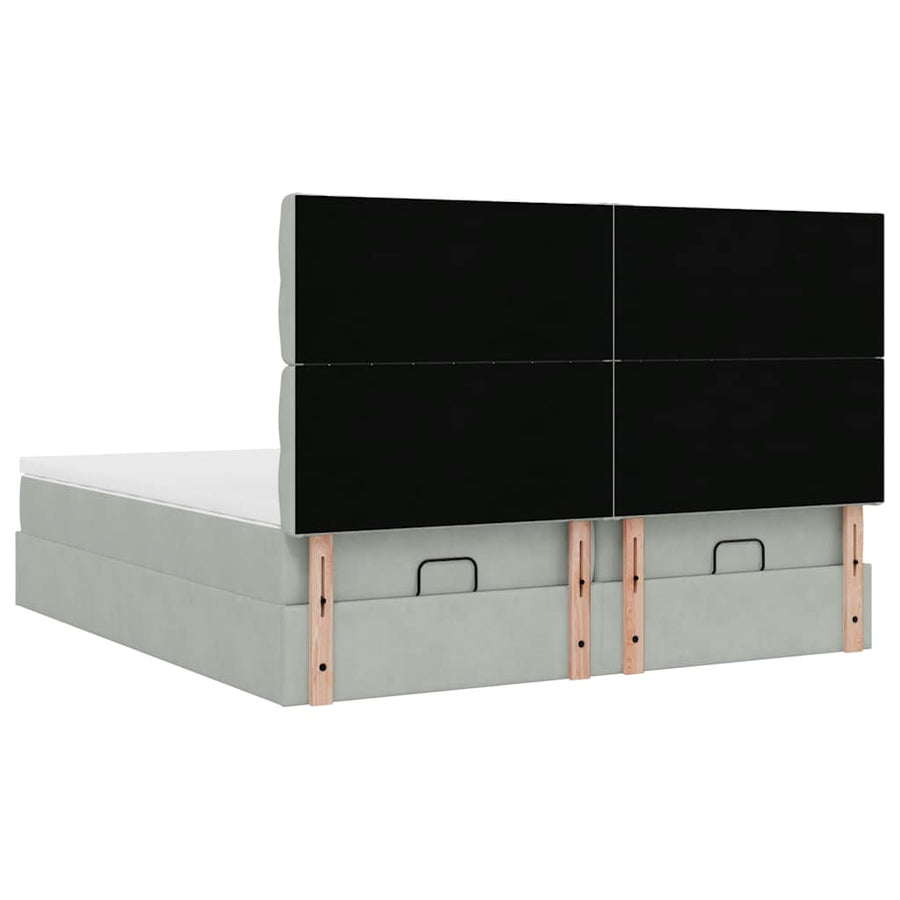 Ottoman bed met matrassen en LED's 180x200cm fluweel lichtgrijs