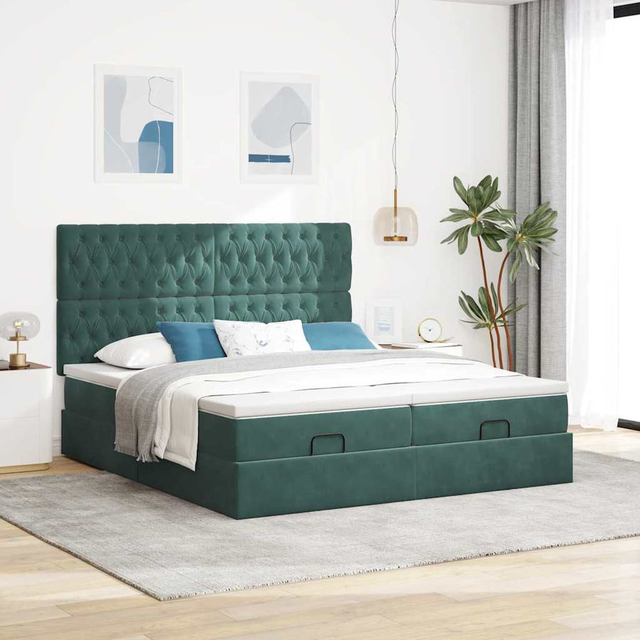 Ottoman bed met matrassen en LED's 180x200cm fluweel