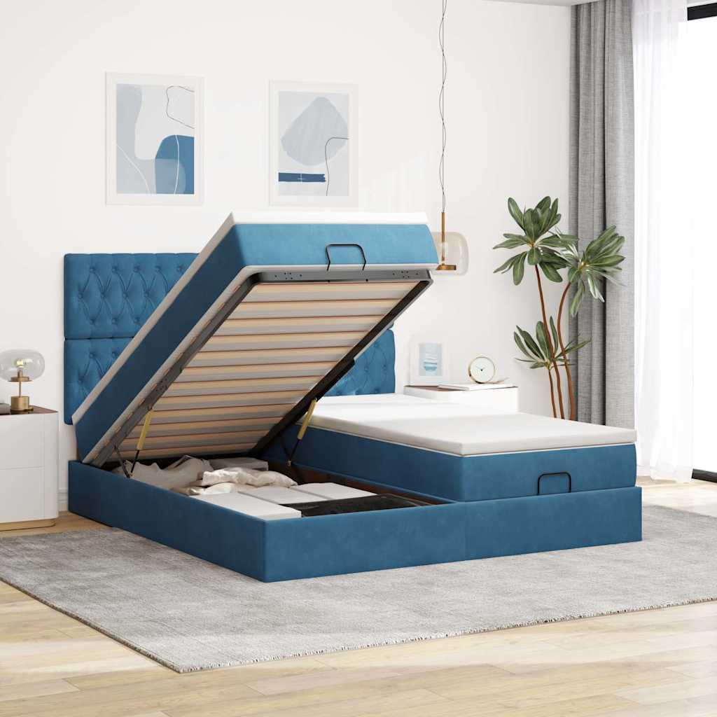 Ottoman bed met matrassen en LED's 180x200cm fluweel