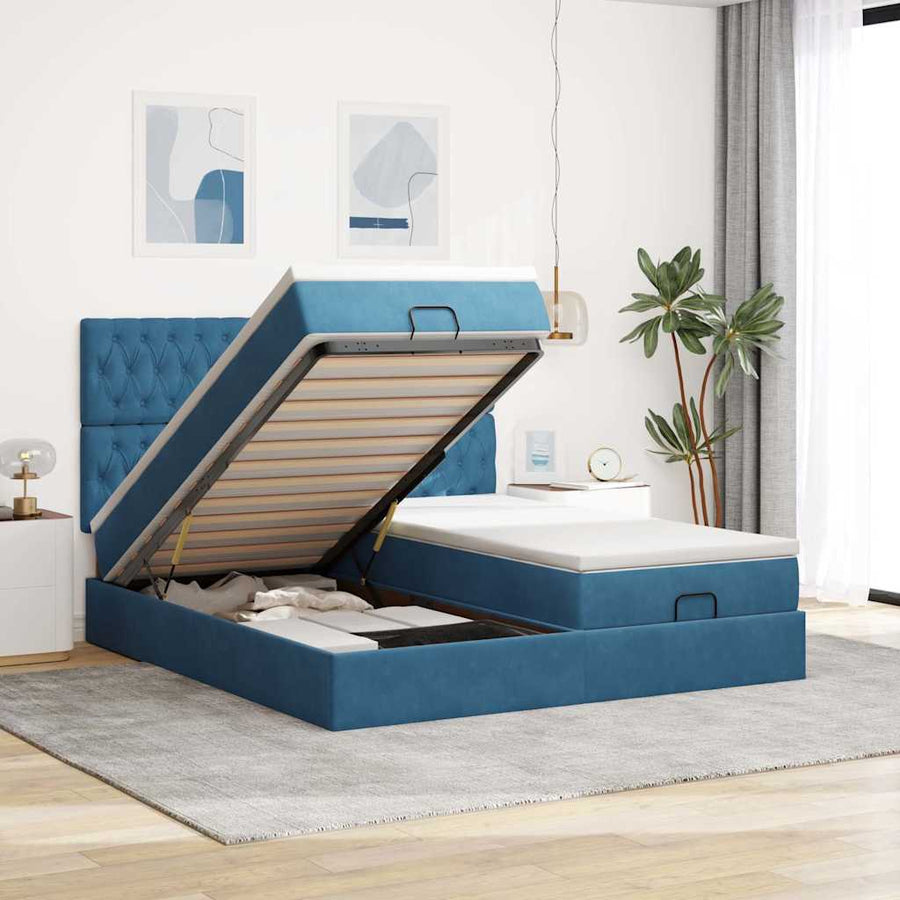 Ottoman bed met matrassen en LED's 180x200cm fluweel