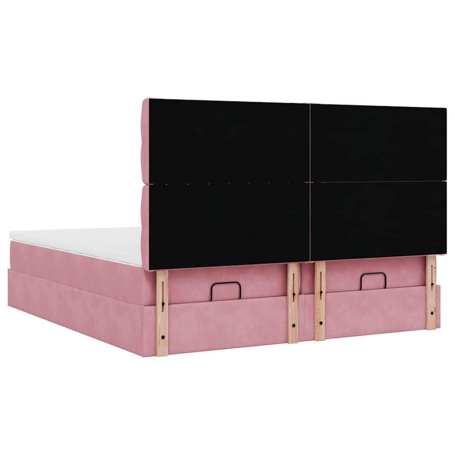 Ottoman bed met matrassen en LED's 180x200cm fluweel roze