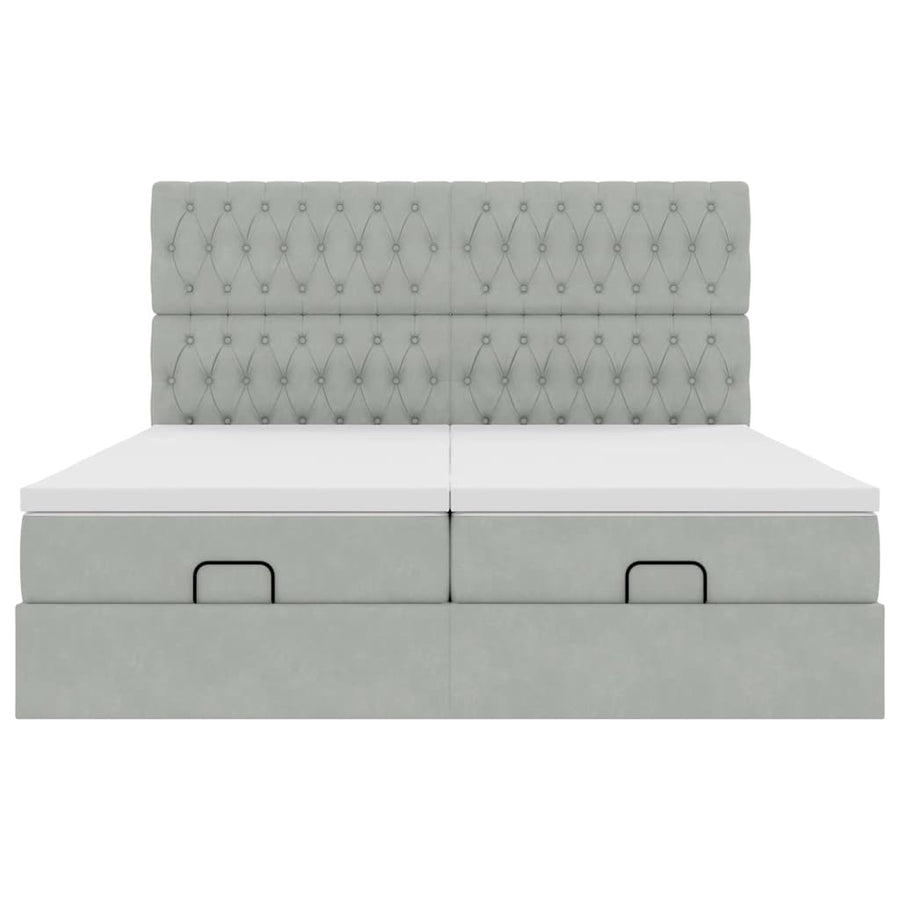Ottoman bed met matrassen en LED's 200x200cm fluweel lichtgrijs