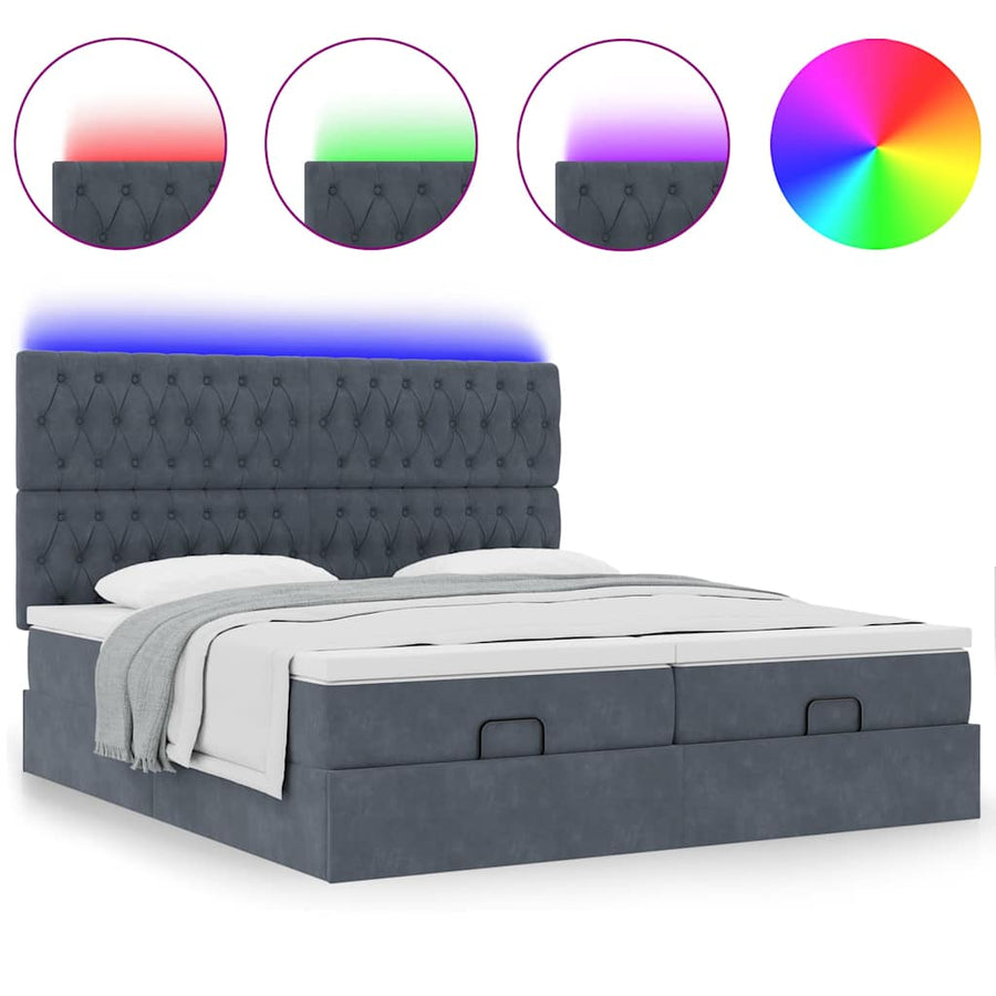 Ottoman bed met matrassen en LED's 200x200cm fluweel