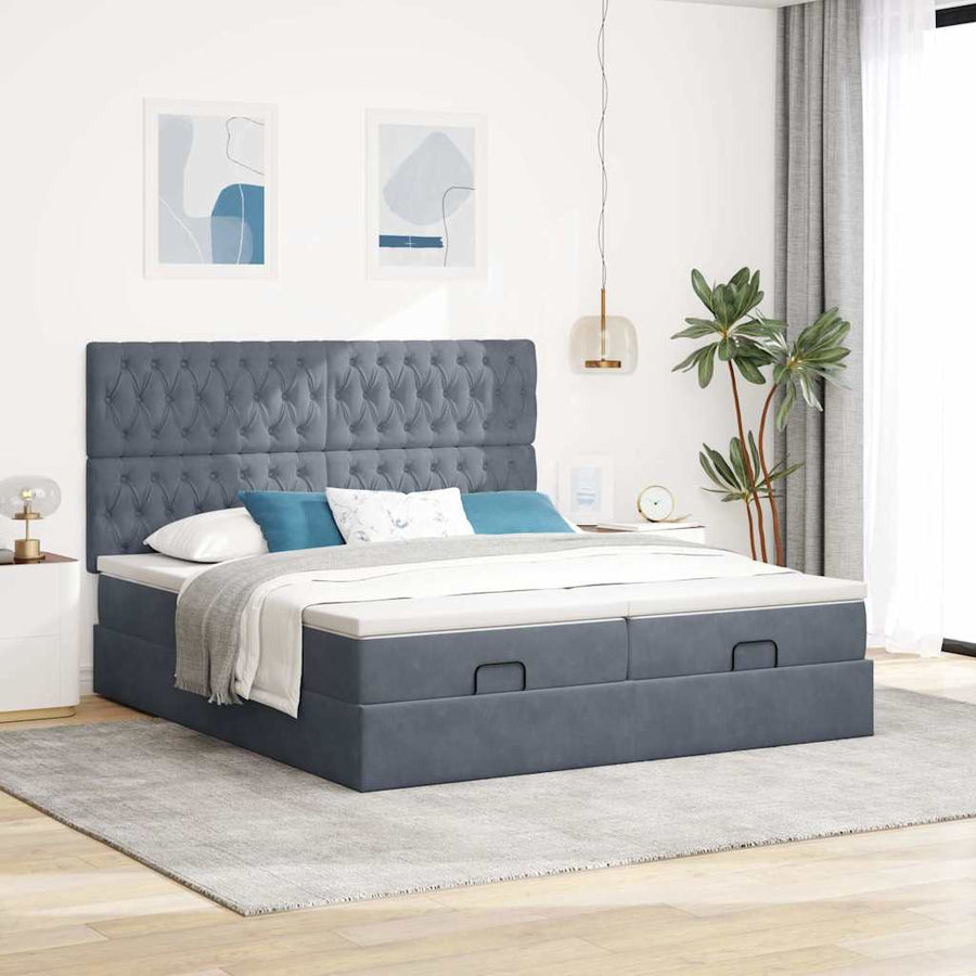Ottoman bed met matrassen en LED's 200x200cm fluweel