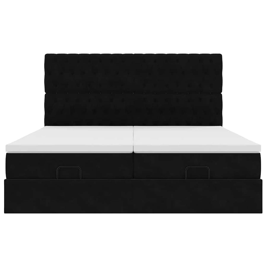 Ottoman bed met matrassen en LED's 200x200cm fluweel zwart