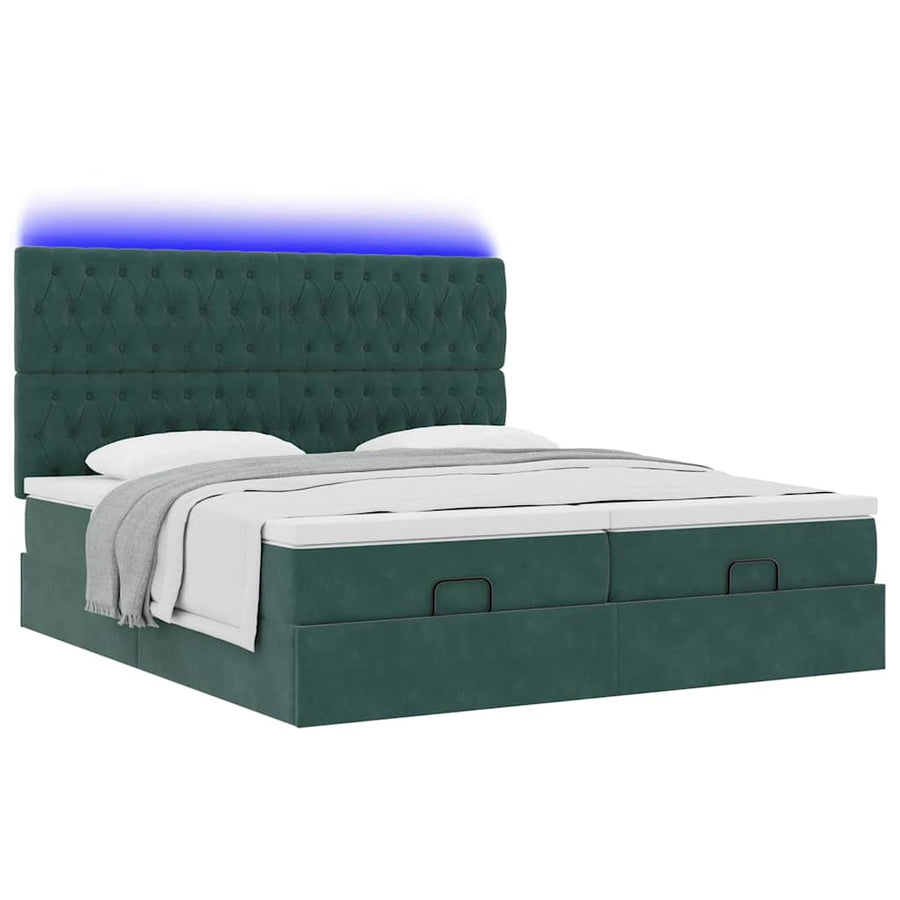 Ottoman bed met matrassen en LED's 200x200cm fluweel