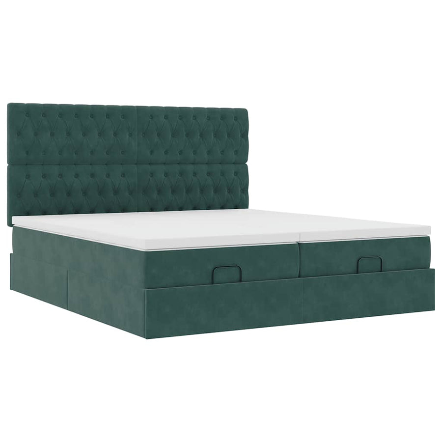 Ottoman bed met matrassen en LED's 200x200cm fluweel