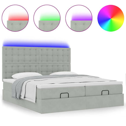 Ottoman bed met matrassen en LED's 160x200cm fluweel lichtgrijs