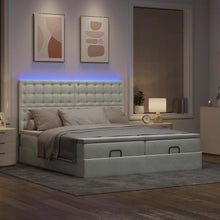 Ottoman bed met matrassen en LED's 160x200cm fluweel lichtgrijs