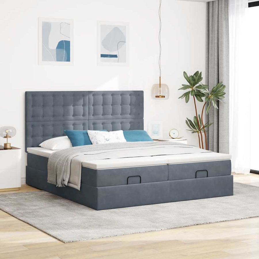 Ottoman bed met matrassen en LED's 160x200cm fluweel