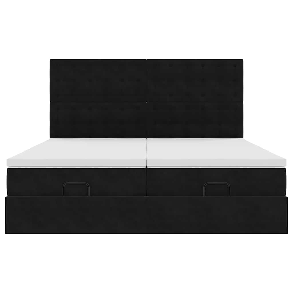 Ottoman bed met matrassen en LED's 160x200cm fluweel zwart