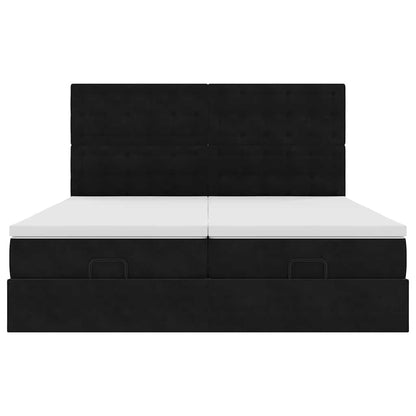 Ottoman bed met matrassen en LED's 160x200cm fluweel zwart