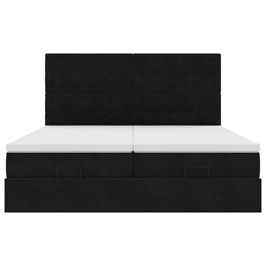 Ottoman bed met matrassen en LED's 160x200cm fluweel zwart