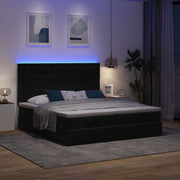Ottomaans bed 160x200 cm fluweel zwart met opbergruimte