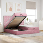 Ottomaans bed 160x200 cm fluweel roze