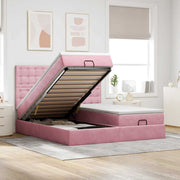 Ottomaans bed 160x200 cm fluweel roze