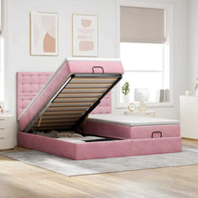 Ottoman Bed Met Matrassen En Led's 160X200Cm Fluweel 160 x 200 cm Roze