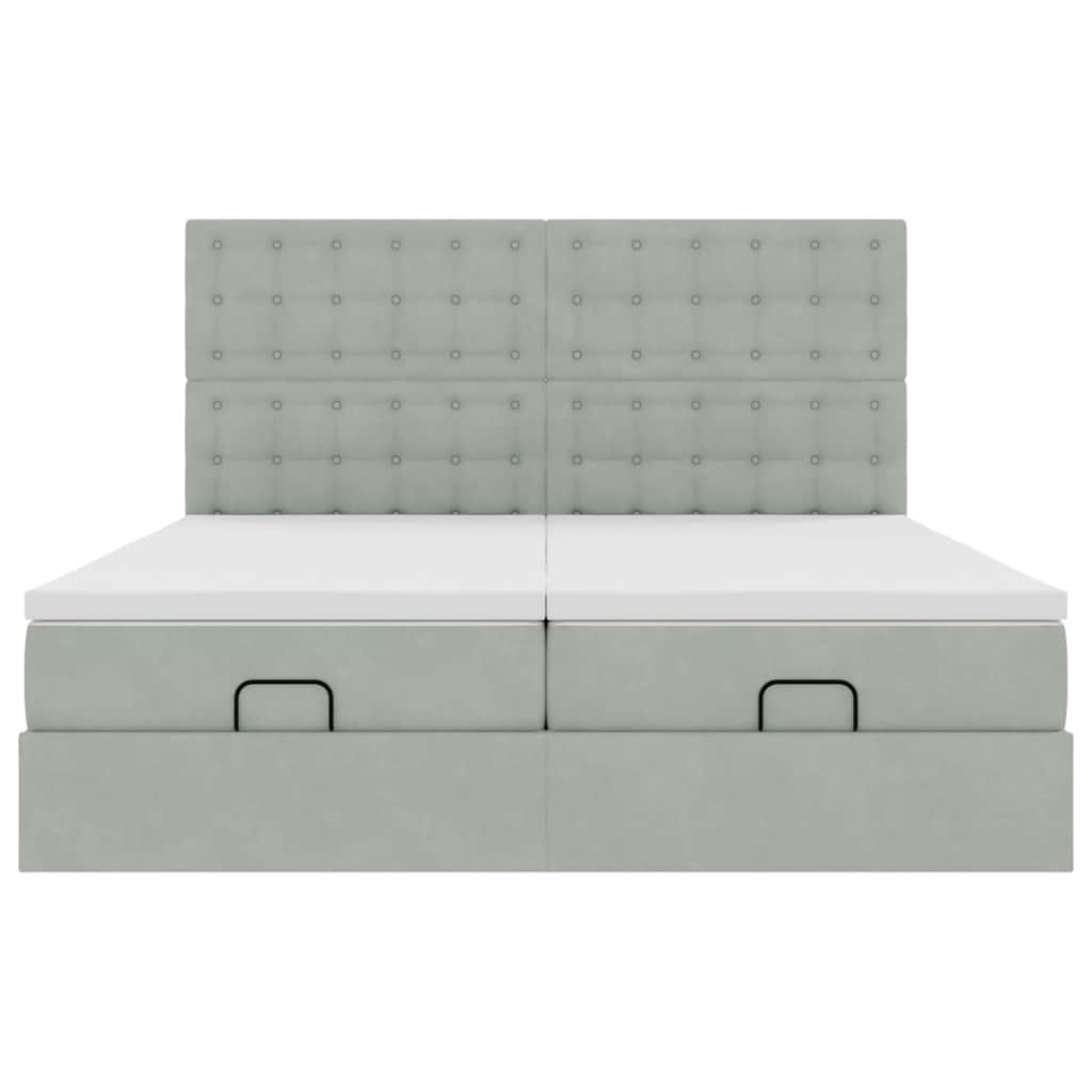 Ottoman bed met matrassen en LED's 180x200cm fluweel lichtgrijs