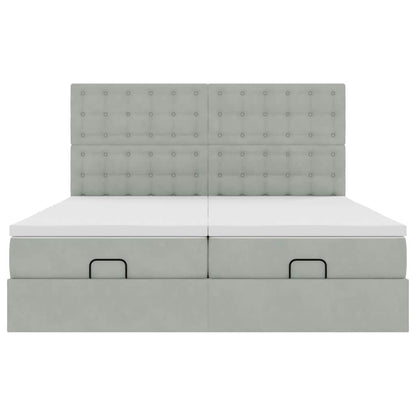 Ottoman bed met matrassen en LED's 180x200cm fluweel lichtgrijs