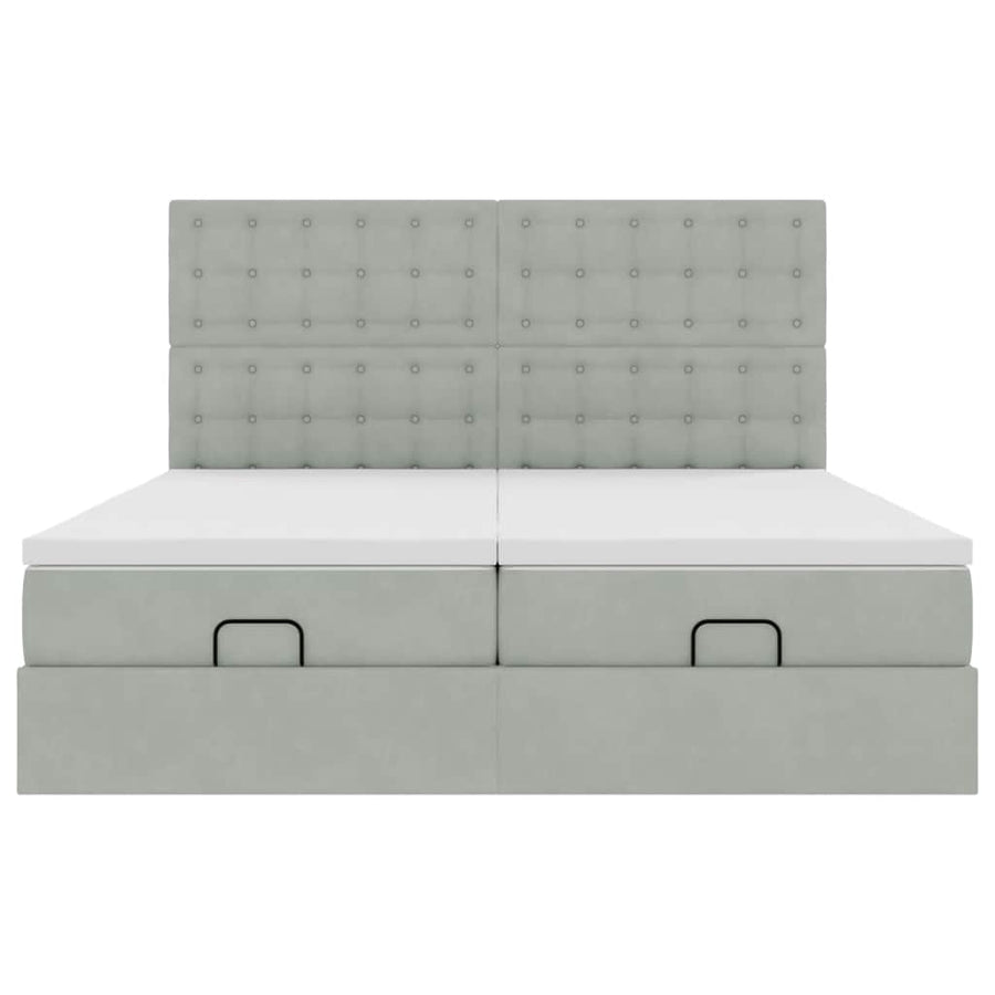 Ottoman bed met matrassen en LED's 180x200cm fluweel lichtgrijs