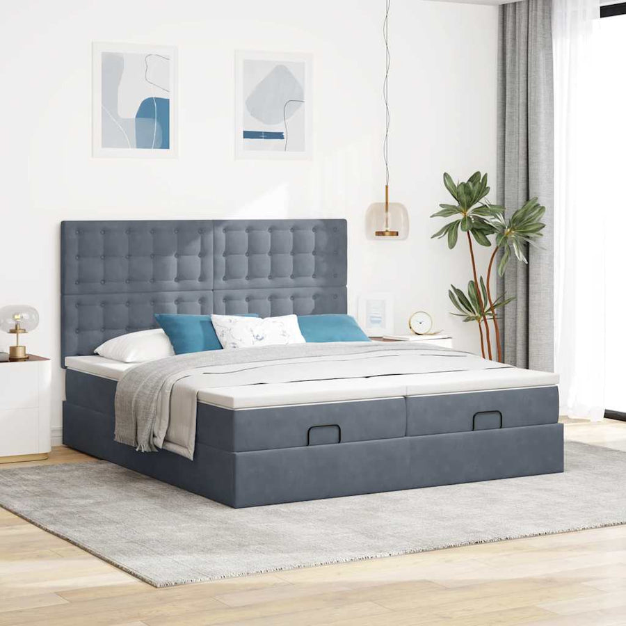 Ottoman bed met matrassen en LED's 180x200cm fluweel