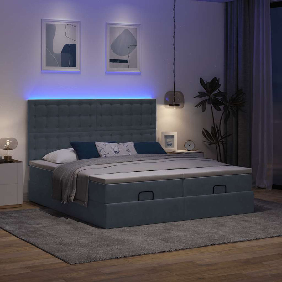 Ottoman bed met matrassen en LED's 180x200cm fluweel