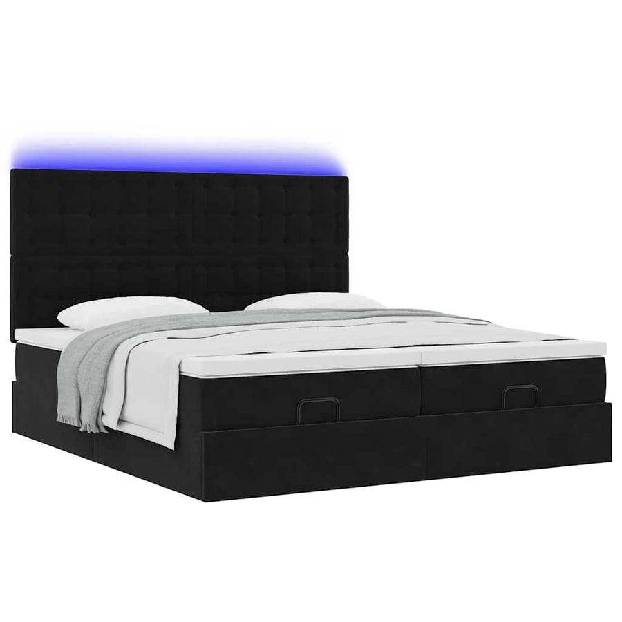 Ottoman bed met matrassen en LED's 180x200cm fluweel zwart