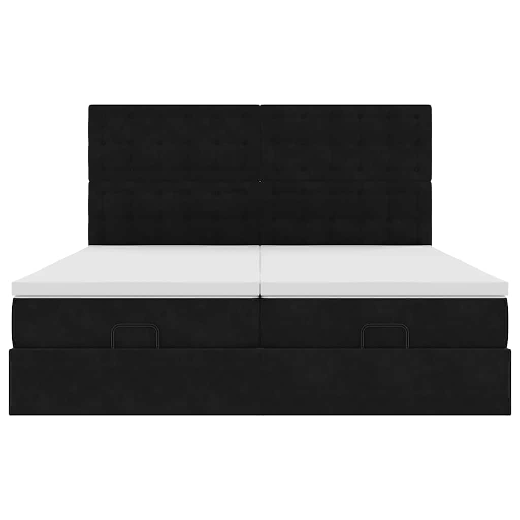 Ottoman bed met matrassen en LED's 180x200cm fluweel zwart