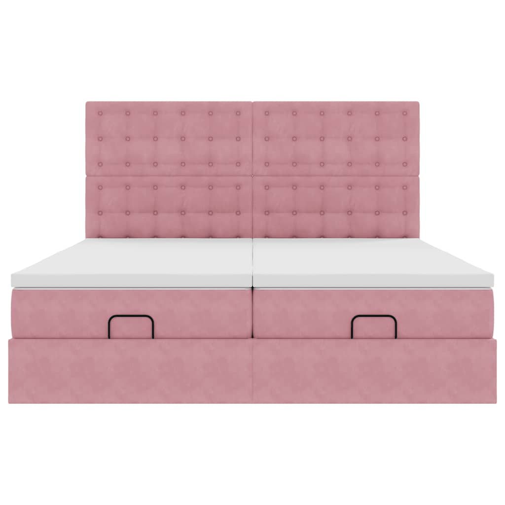 Ottoman bed met matrassen en LED's 180x200cm fluweel roze