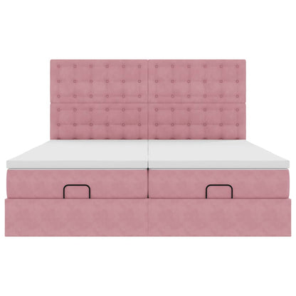 Ottoman bed met matrassen en LED's 180x200cm fluweel roze