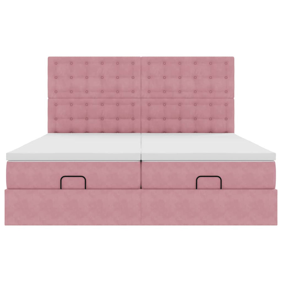 Ottoman bed met matrassen en LED's 180x200cm fluweel roze