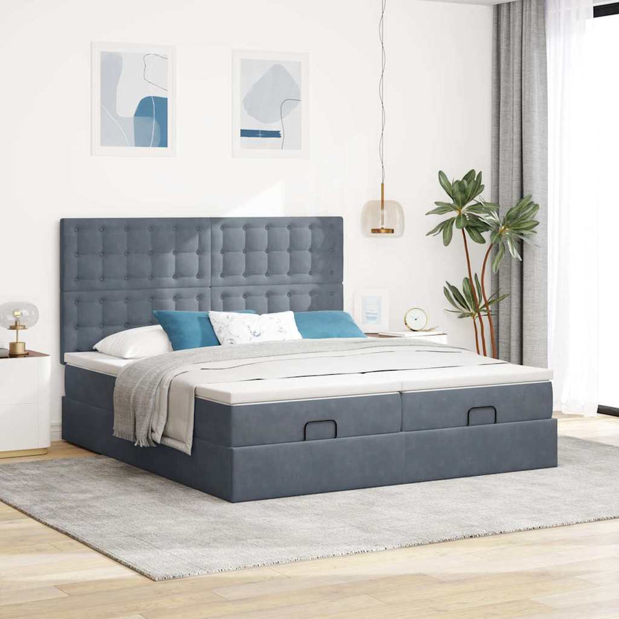 Ottoman bed met matrassen en LED's 200x200cm fluweel