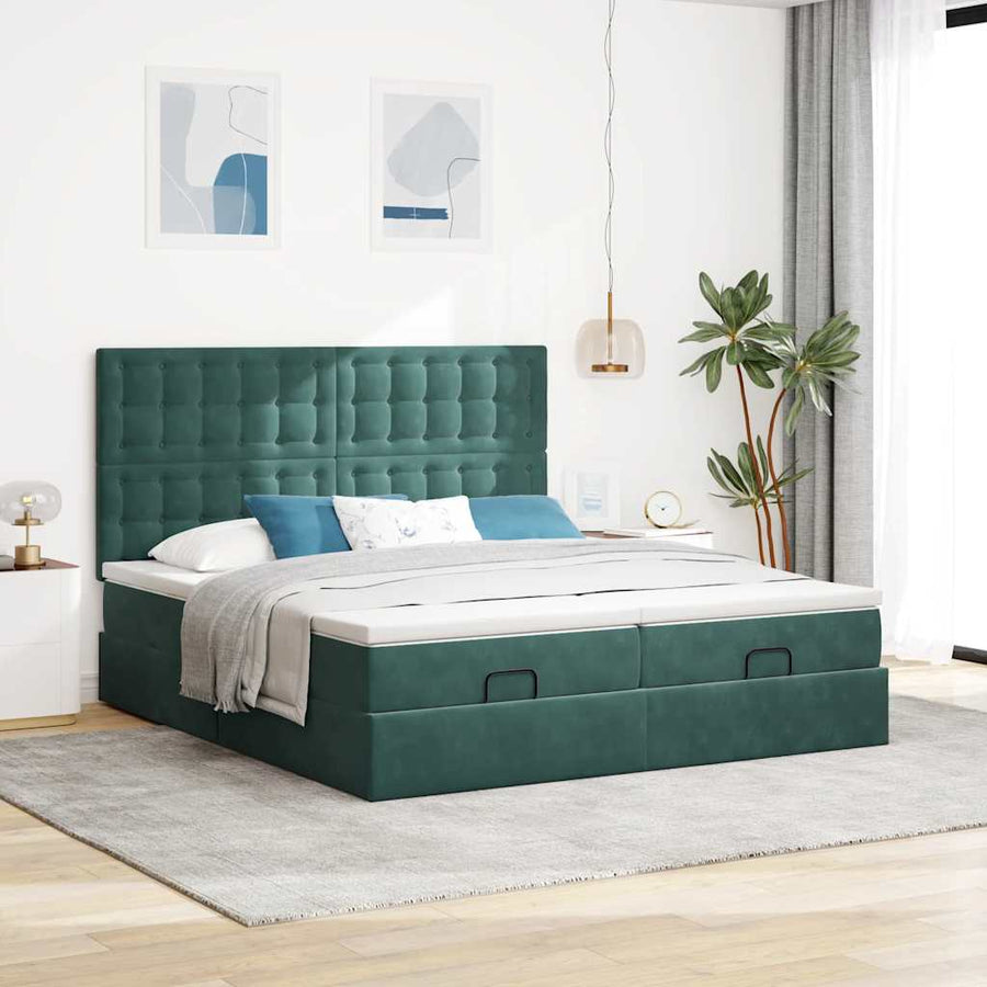 Ottoman bed met matrassen en LED's 200x200cm fluweel