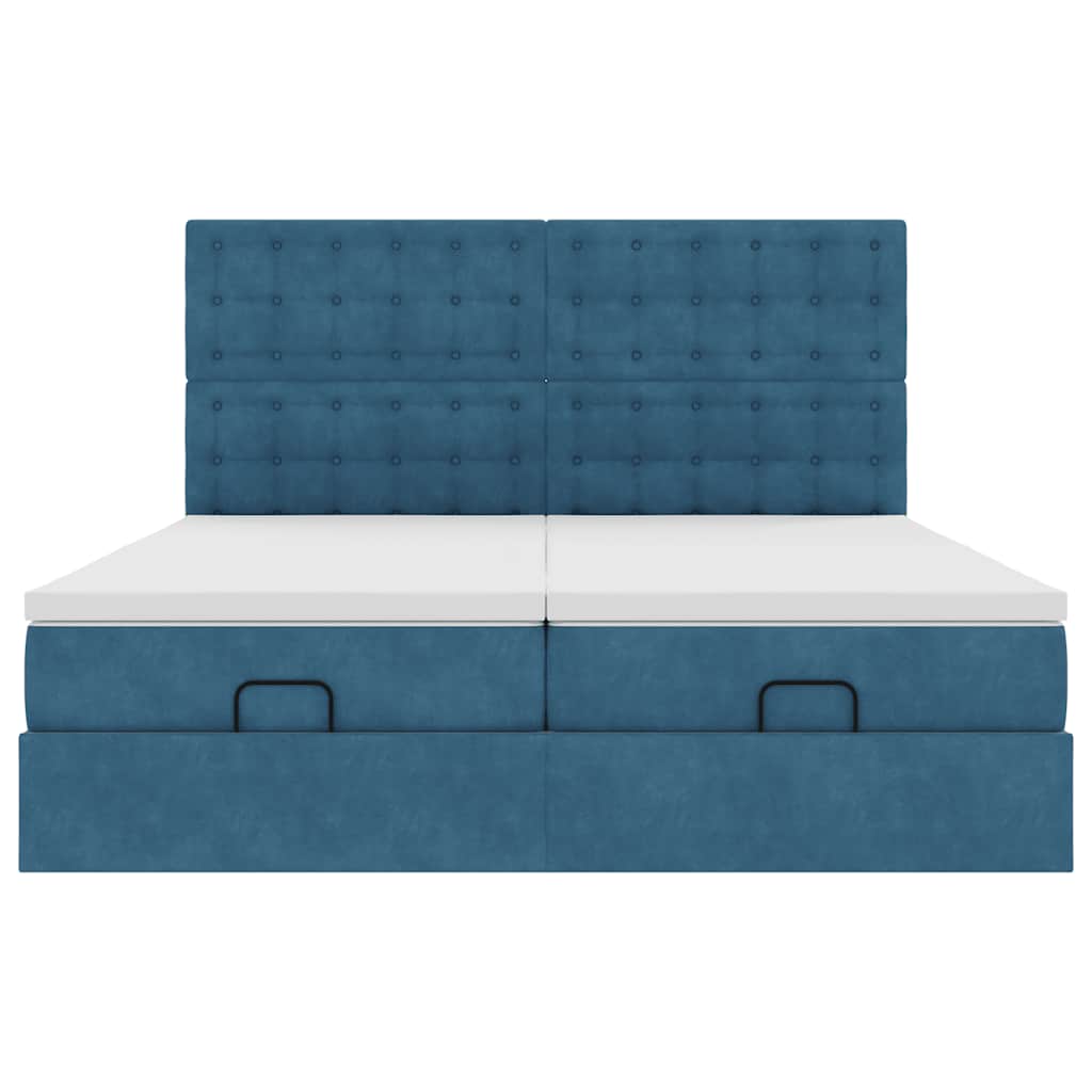 Bed poef met matrassen en leds 200x200 cm fluweel donkerblauw
