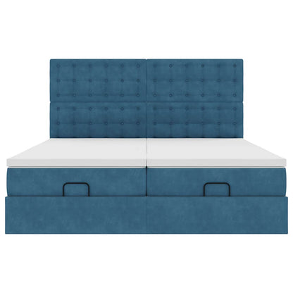 Bed poef met matrassen en leds 200x200 cm fluweel donkerblauw