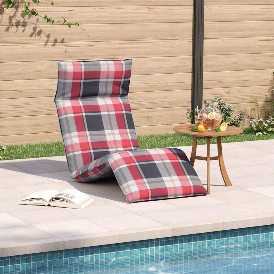 Opvouwbare ligstoel Rood Geruit Patroon 175x54x8,5 cm Oxford Stof