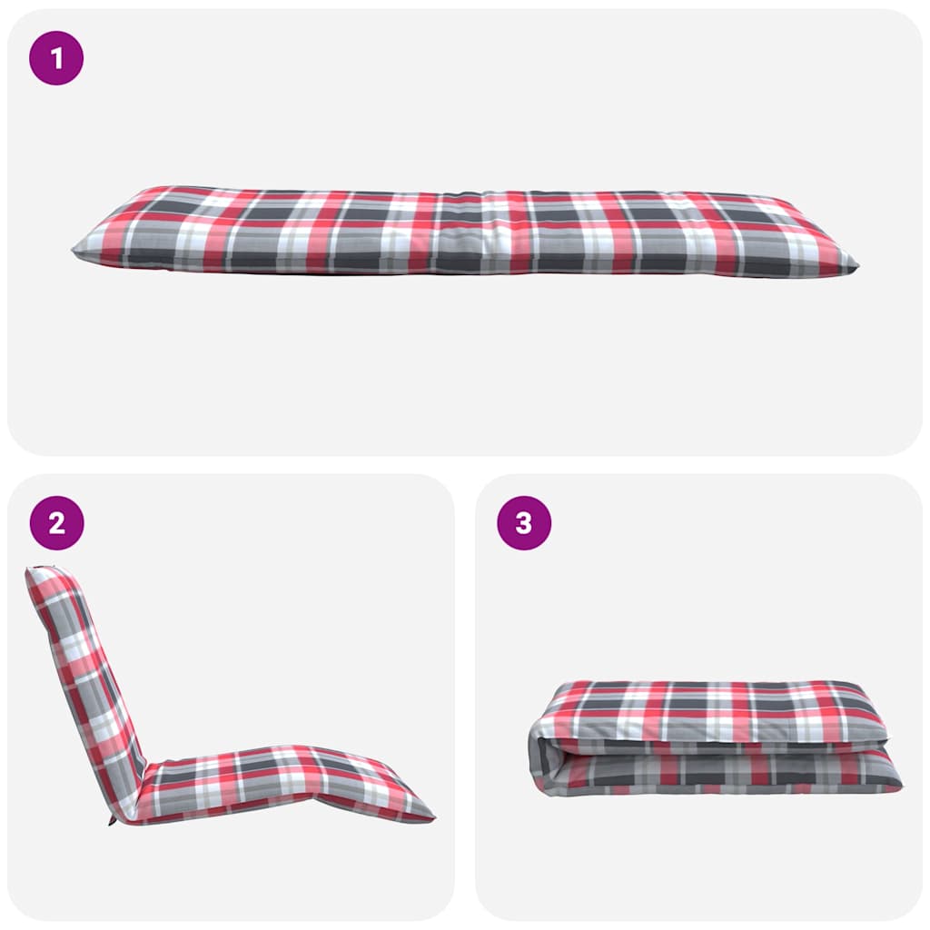 Opvouwbare ligstoel Rood Geruit Patroon 175x54x8,5 cm Oxford Stof