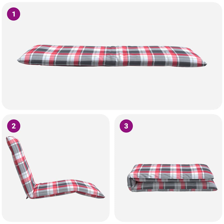 Opvouwbare ligstoel Rood Geruit Patroon 175x54x8,5 cm Oxford Stof