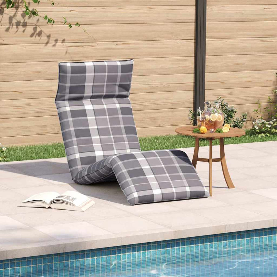 Opvouwbare ligstoel Grijs Geruit Patroon 175x54x8,5 cm Oxford Stof