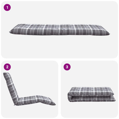 Opvouwbare ligstoel Grijs Geruit Patroon 175x54x8,5 cm Oxford Stof