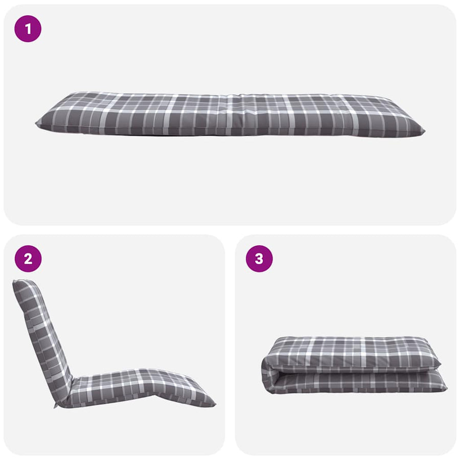 Opvouwbare ligstoel Grijs Geruit Patroon 175x54x8,5 cm Oxford Stof