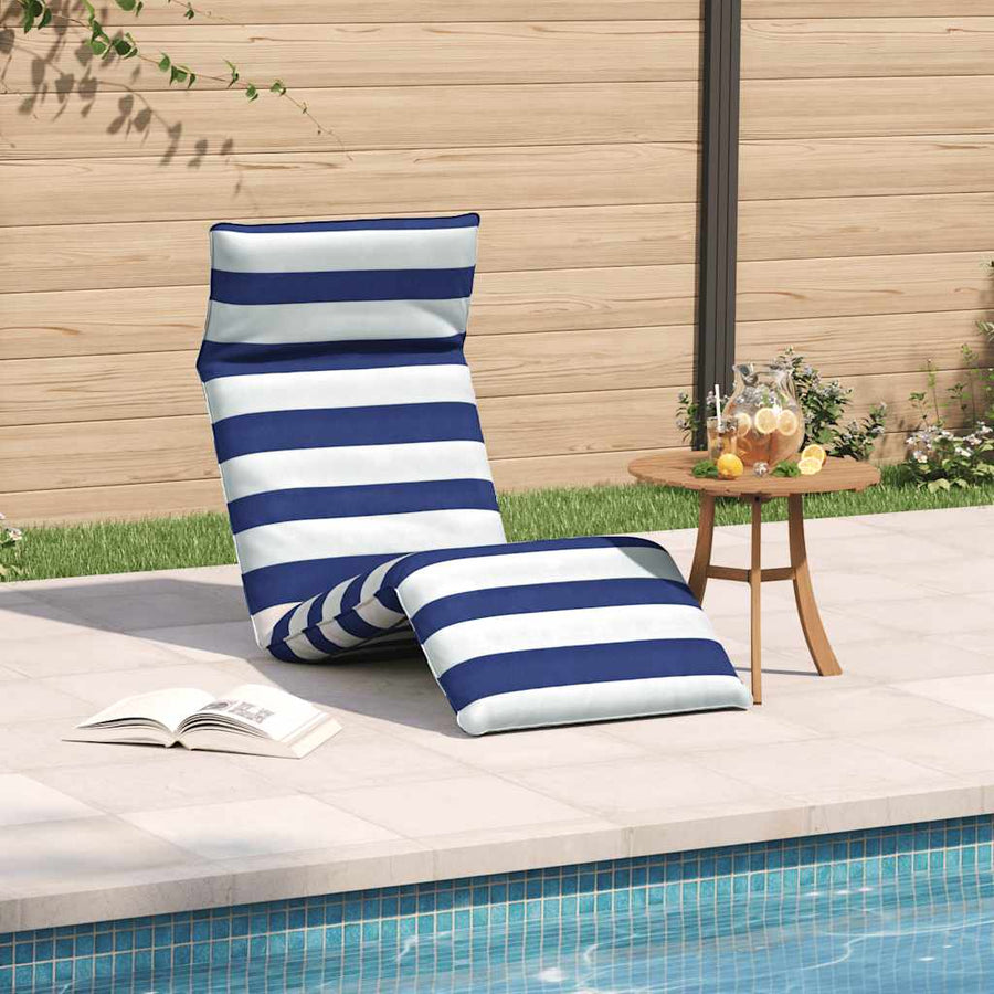 Opvouwbare ligstoel Blauw en Wit 175x54x8,5 cm Oxford Stof