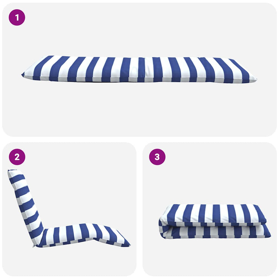 Opvouwbare ligstoel Blauw en Wit 175x54x8,5 cm Oxford Stof