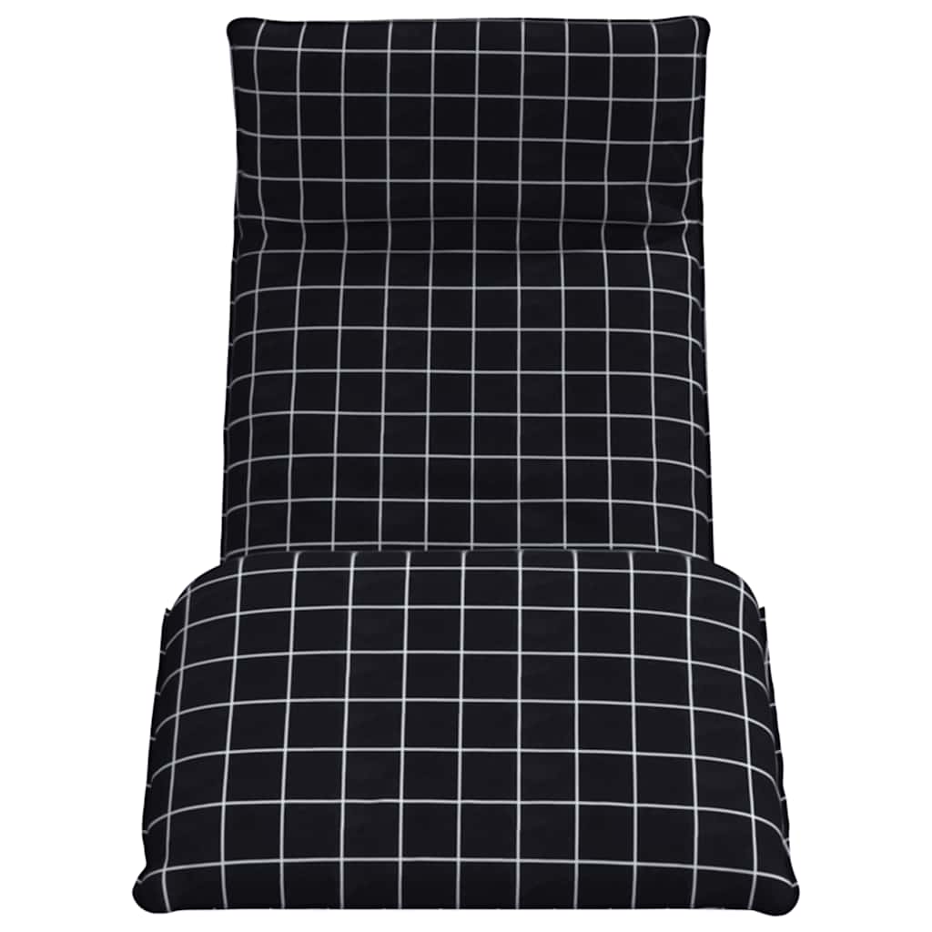 Opvouwbare ligstoel Zwart Geruit Patroon 175x54x8,5 cm Oxford Stof