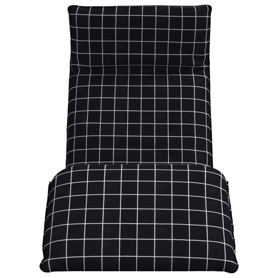 Opvouwbare ligstoel Zwart Geruit Patroon 175x54x8,5 cm Oxford Stof