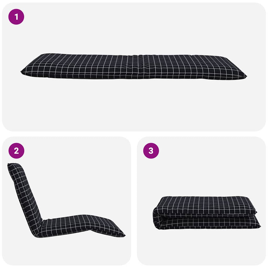 Opvouwbare ligstoel Zwart Geruit Patroon 175x54x8,5 cm Oxford Stof
