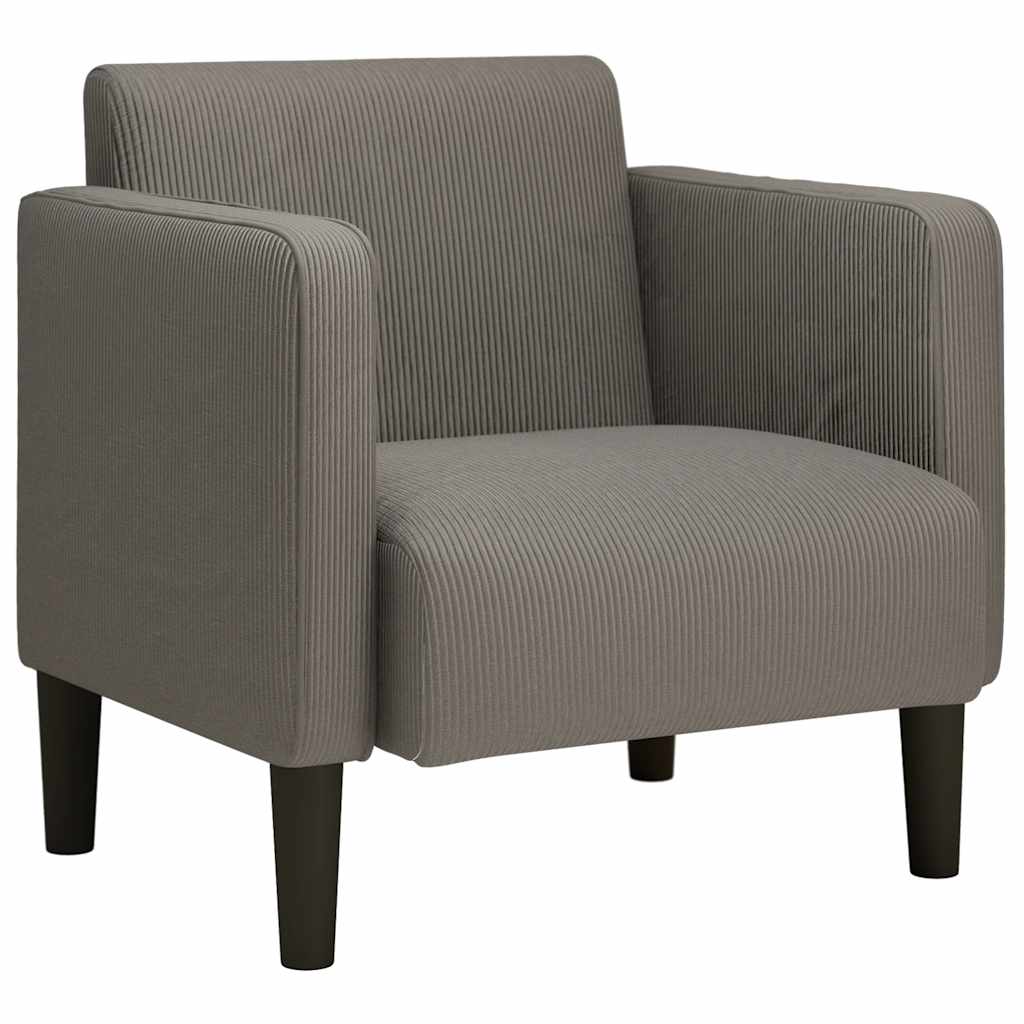 Fauteuil met armleuningen 54 cm corduroy stof lichtgrijs